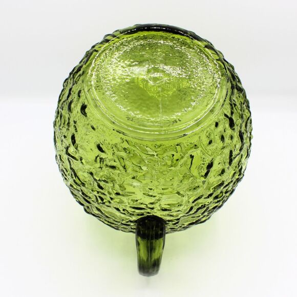 Vintage Anchor Hocking Lido Milano Green Textured Pitcher Crinkle Bubble Pattern - Picture 7 of 7